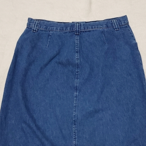 Vintage 90s Lee Riders Mid Wash Stone Wash Stretchy Basic Denim Maxi Skirt Med - Picture 8 of 11